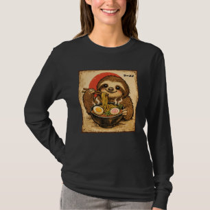 Sloth Eating Ramen Japanese Noodles Kawaii Art Noo T-Shirt