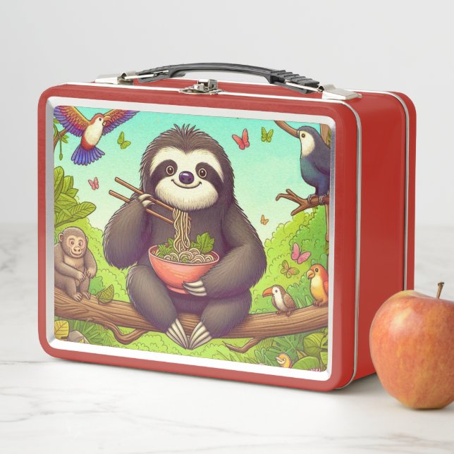 Sloth Eating Ramen  Metal Lunch Box (In Situ)