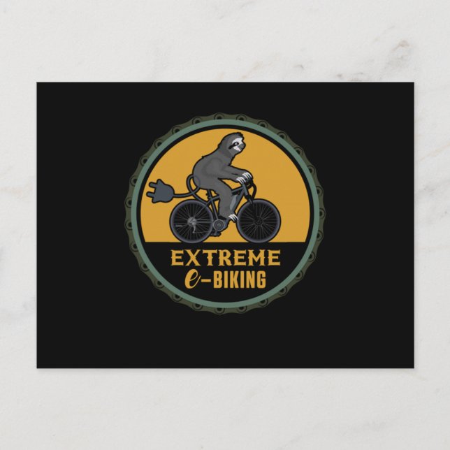 Sloth EBiker Biking Cycling Electric Bicycle Gift Postcard (Front)