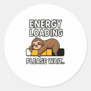 Sloth Energy Saving Mood Classic Round Sticker