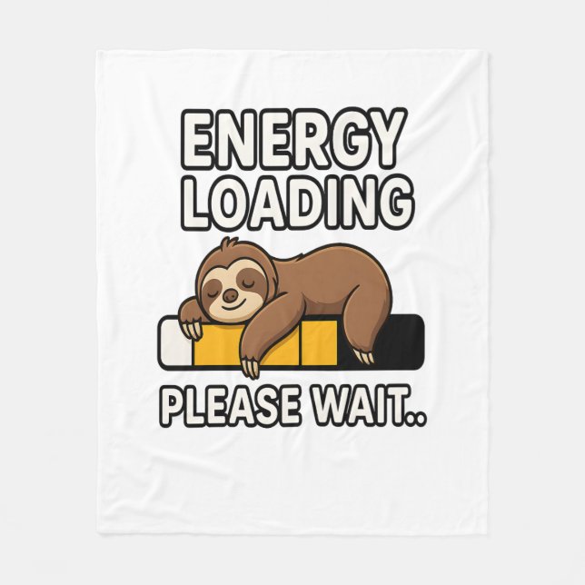 Sloth Energy Saving Mood Fleece Blanket (Front)