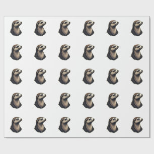 Sloth Engraved Portrait Vintage Tee 2 Wrapping Paper