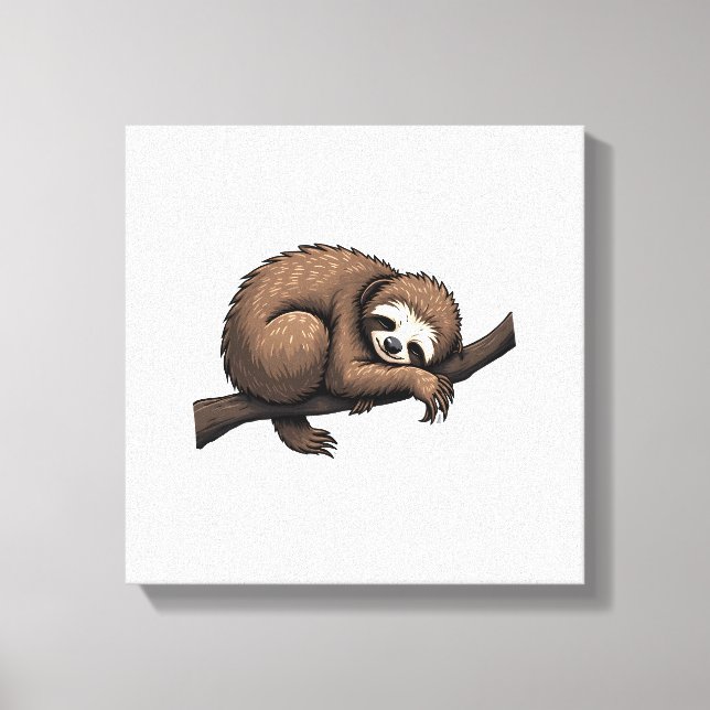 Sloth Etched Art Retro Nature Tee (2) Canvas Print (Front)