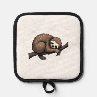 Sloth Etched Art Retro Nature Tee (2) Pot Holder