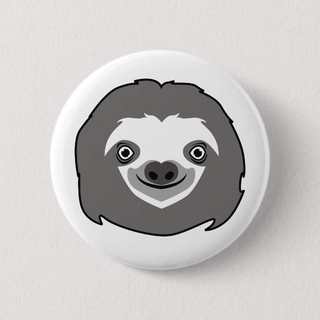 Sloth Face 2 Inch Round Button (Front)