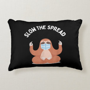 Sloth Face Mask Slow the Spread Quarantine Sloth Accent Pillow