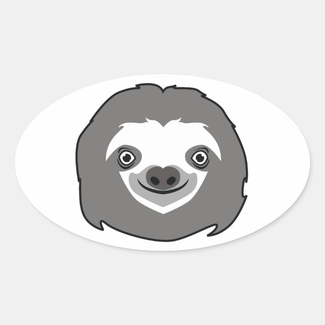 Sloth Face Oval Sticker (Front)