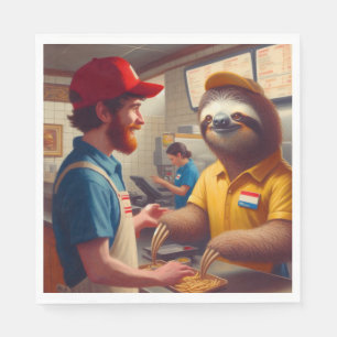 Sloth Fast Food Worker Napkin