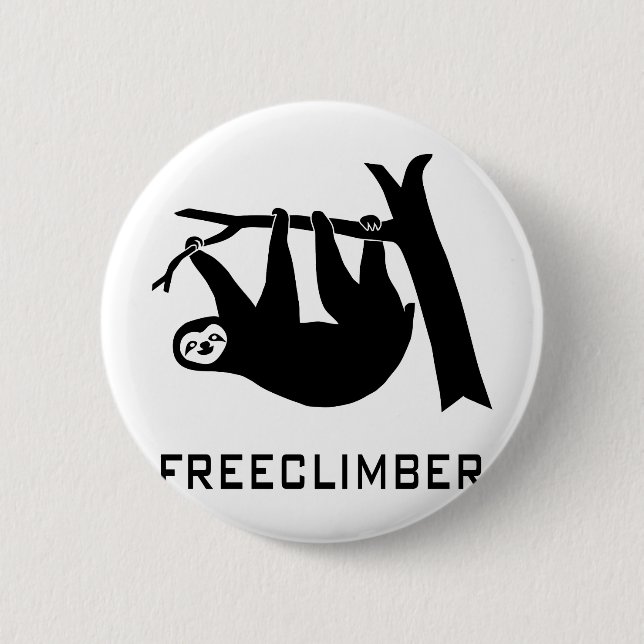 sloth faultier climber freeclimber freeclimbing 2 inch round button (Front)