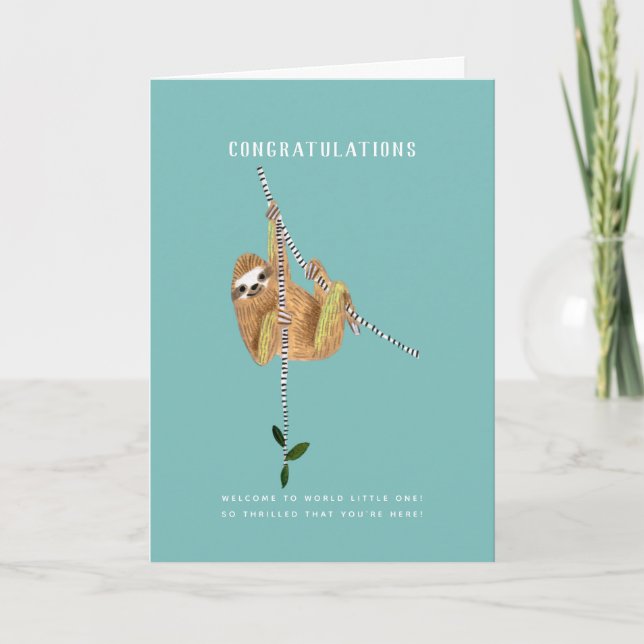Sloth | Félicitations pour le nouveau bébé | Carte (Devant)
