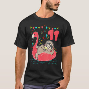 Sloth Flamingo Birthday 11 Years Old Awesome T-Shirt