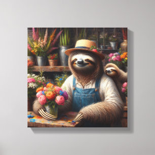 Sloth Florist Canvas Print