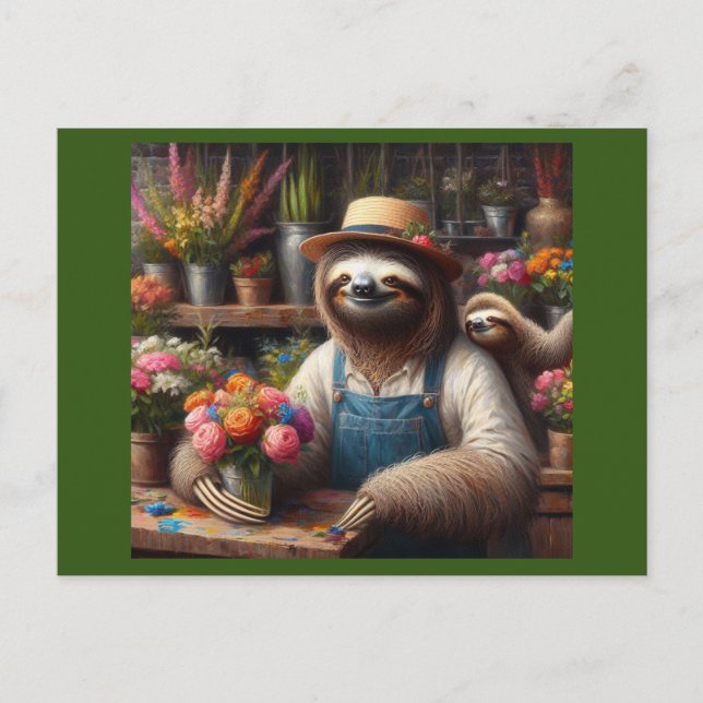 Sloth Florist Postcard (Front)