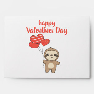 Sloth For Valentine's Day Cute Animals With Hearts Envelope