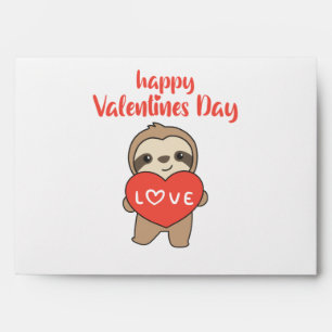 Sloth For Valentine's Day Cute Animals With Hearts Envelope
