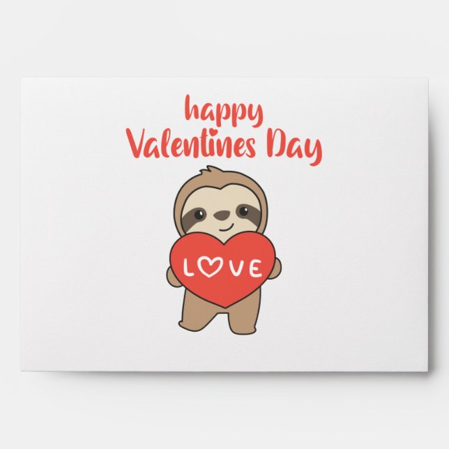 Sloth For Valentine's Day Cute Animals With Hearts Envelope (Front)