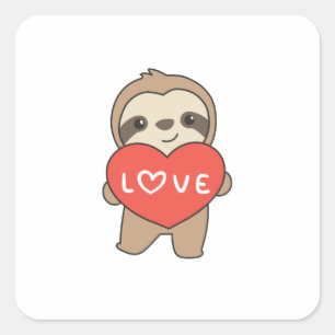 Sloth For Valentine's Day Cute Animals With Hearts Square Sticker