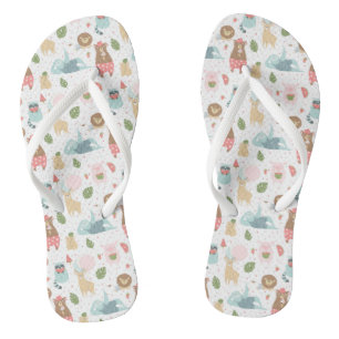 Sloth & Friends Pattern Flip Flops