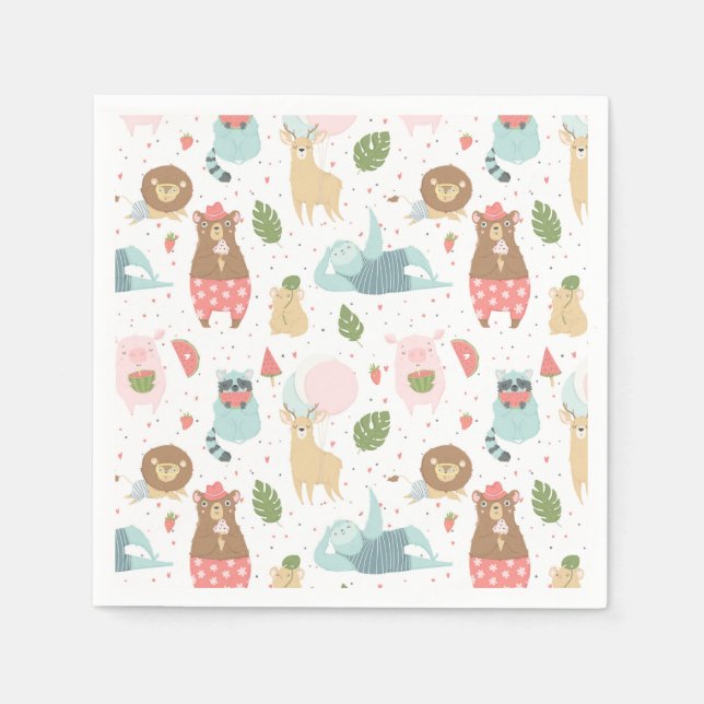 Sloth & Friends Pattern Napkin (Front)