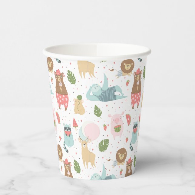 Sloth & Friends Pattern Paper Cups (Left)