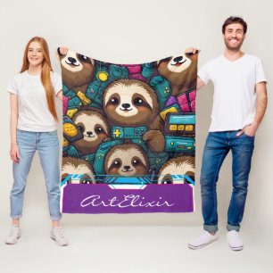 Sloth Gamer Fleece Blanket