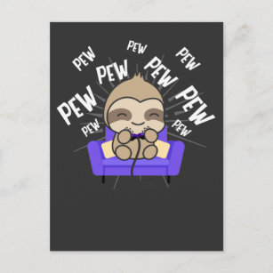 Sloth Gaming Pew Gamer Funny Console Player Postcard