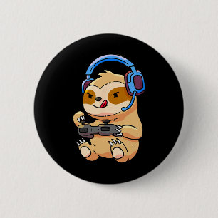 Sloth Gaming Sloths Video Game Gift  2 Inch Round Button