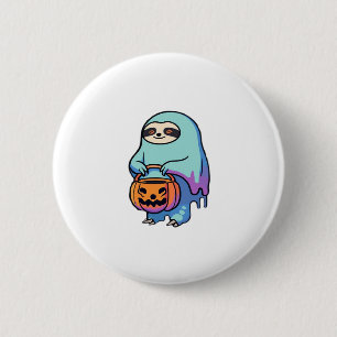 Sloth Ghost Halloween Oversized T-Shirt 2 Inch Round Button