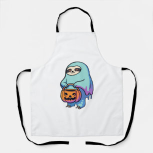 Sloth Ghost Halloween Oversized T-Shirt Apron