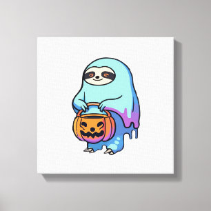 Sloth Ghost Halloween Oversized T-Shirt Canvas Print