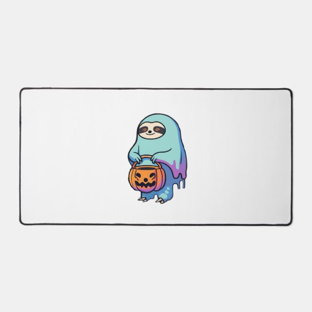 Sloth Ghost Halloween Oversized T-Shirt Desk Mat (Front)