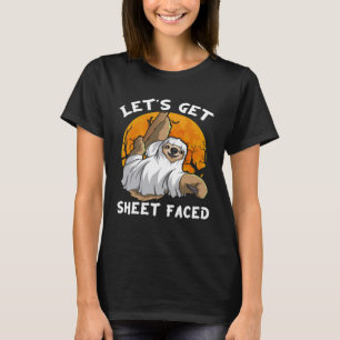Sloth Ghost Let s Get Sheet Faced Sloth Halloween T-Shirt