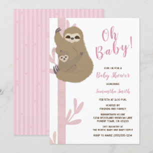 Sloth Girl Baby shower Invitation