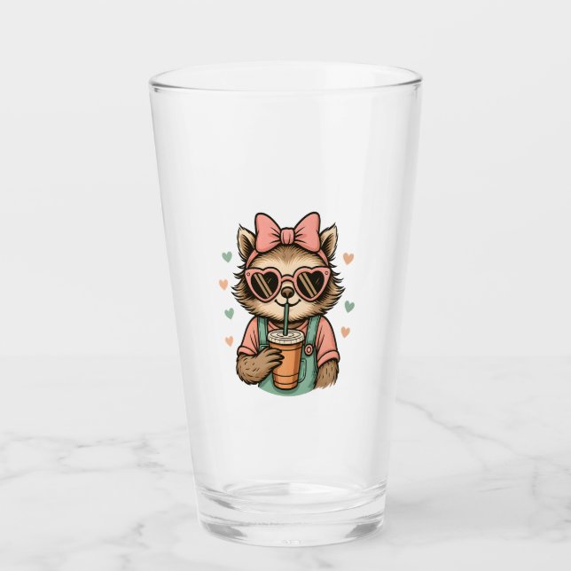 Sloth Girl Coffee Lover Glass (Front)