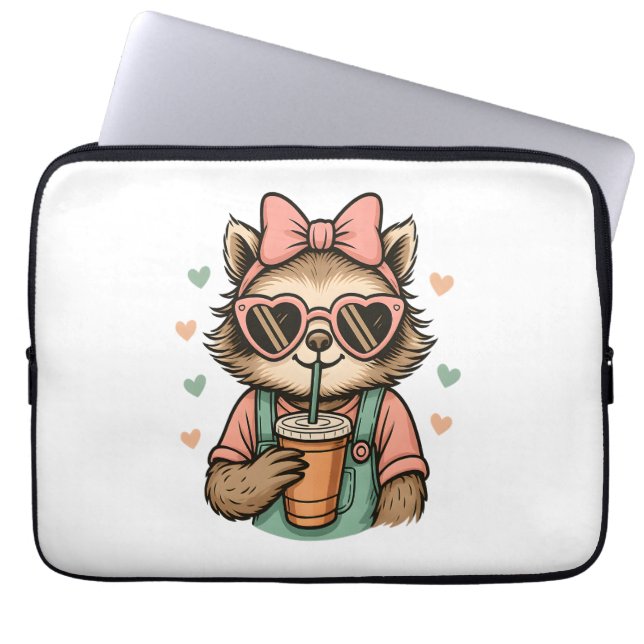 Sloth Girl Coffee Lover Laptop Sleeve (Front)