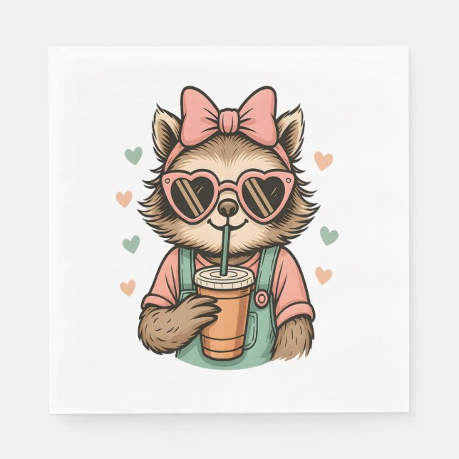 Sloth Girl Coffee Lover Napkin (Front)