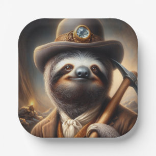 Sloth Gold Miner Paper Plate