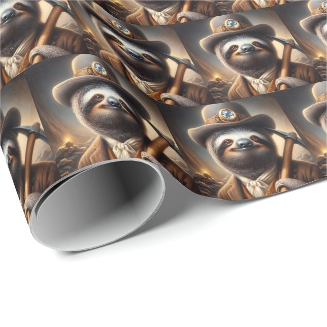 Sloth Gold Miner Wrapping Paper (Roll Corner)