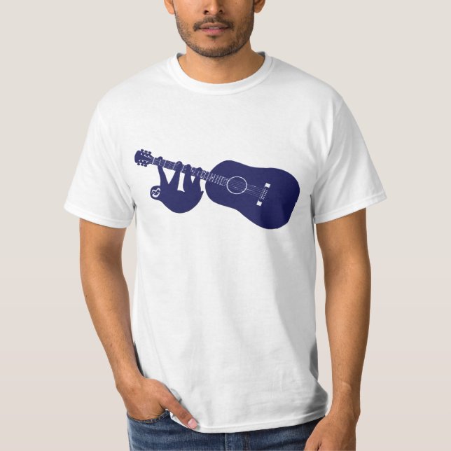 Sloth Guitar tee (Dark Blue) (Front)