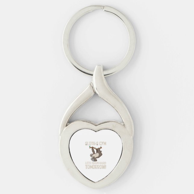 Sloth gym Lets train hard Tomorrow Keychain (Front)