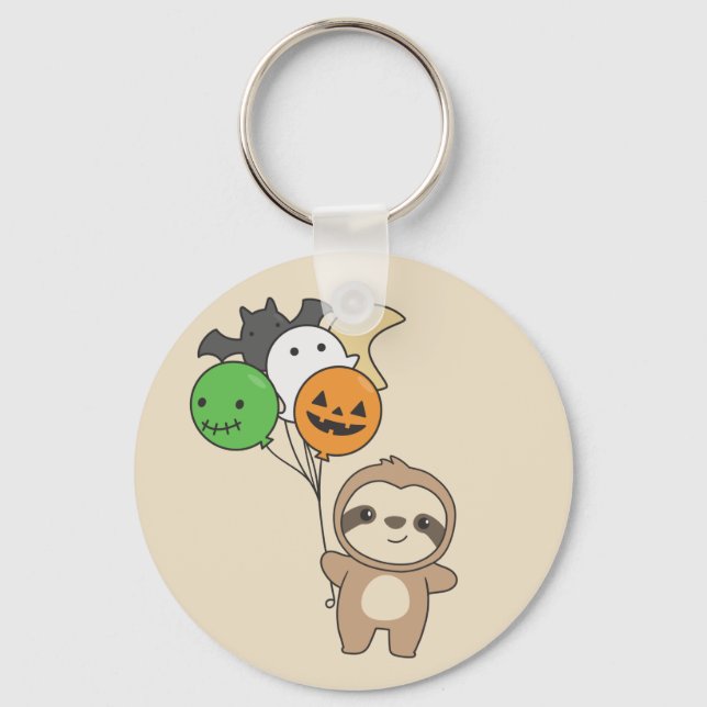 Sloth Halloween Balloons Kids Cute Animals Keychai Keychain (Front)