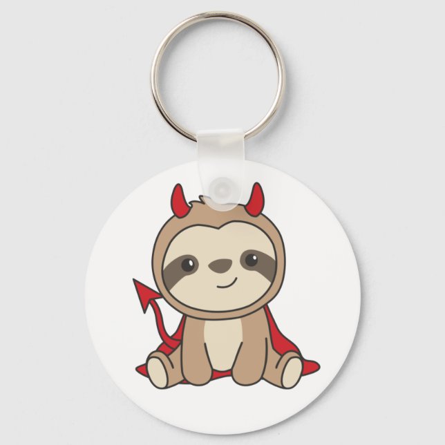 Sloth Halloween Cute Devil Witch Costume Keychain (Front)