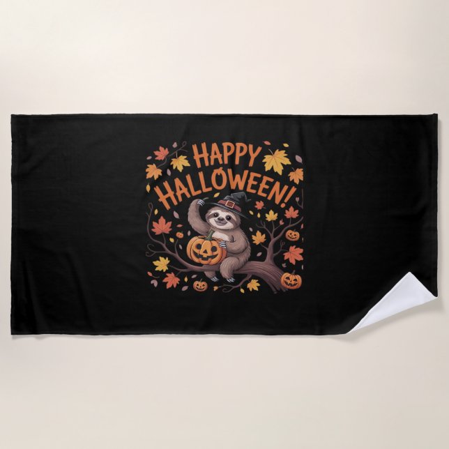 Sloth Halloween Day Classic T-Shirt Beach Towel (Front)