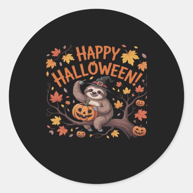 Sloth Halloween Day Oversized T-Shirt Classic Round Sticker (Front)