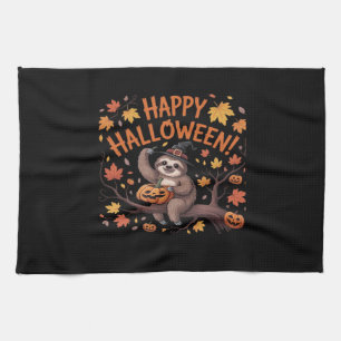 Sloth Halloween Day Oversized T-Shirt Kitchen Towel