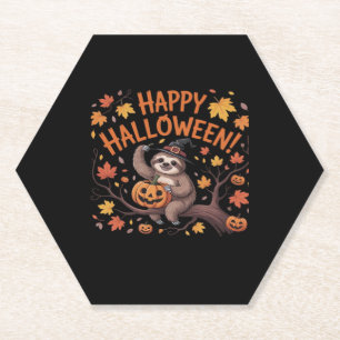 Sloth Halloween Day Oversized T-Shirt Paper Coaster