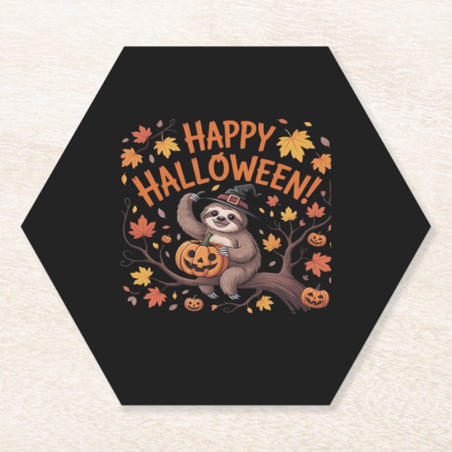 Sloth Halloween Day Oversized T-Shirt Paper Coaster (Front)