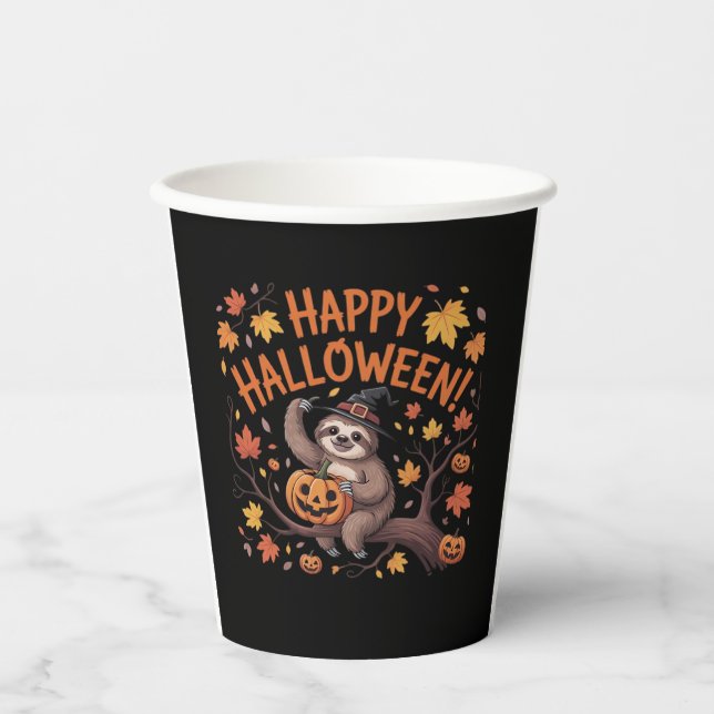 Sloth Halloween Day Oversized T-Shirt Paper Cups (Front)