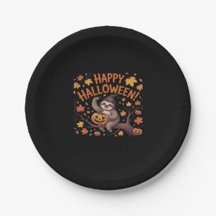 Sloth Halloween Day Oversized T-Shirt Paper Plate