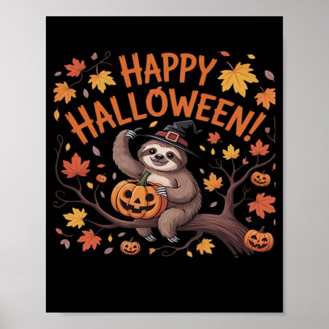 Sloth Halloween Day Oversized T-Shirt Poster (Front)